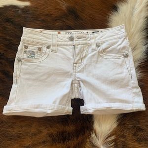 White Miss me shorts with sequins